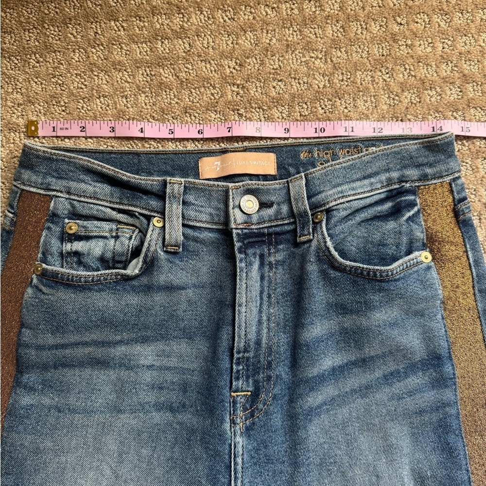 7 For All Mankind Luxe Vintage Side Stripe Skinny Jeans Blue Denim Sz 29 - Picture 4 of 9